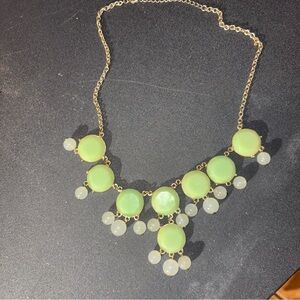 Elegant Green statement bib Necklace faceted disc acrylic beads 21 “